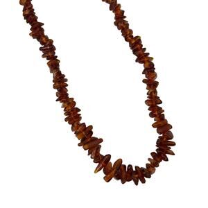Baltic Amber Necklace Long Beaded Reddish-Brown Polished (N162)